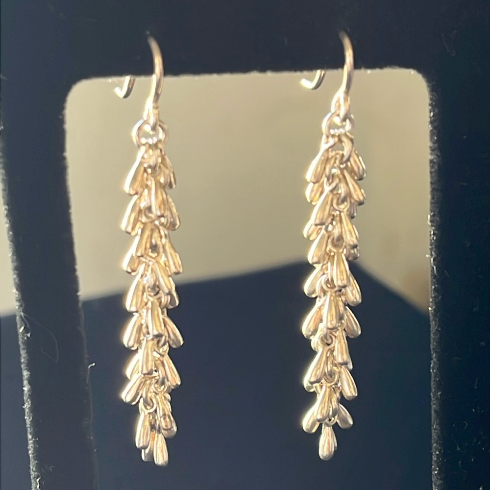Sterling silver earrings stamped 925 LLK Germany molten tear drops cascade